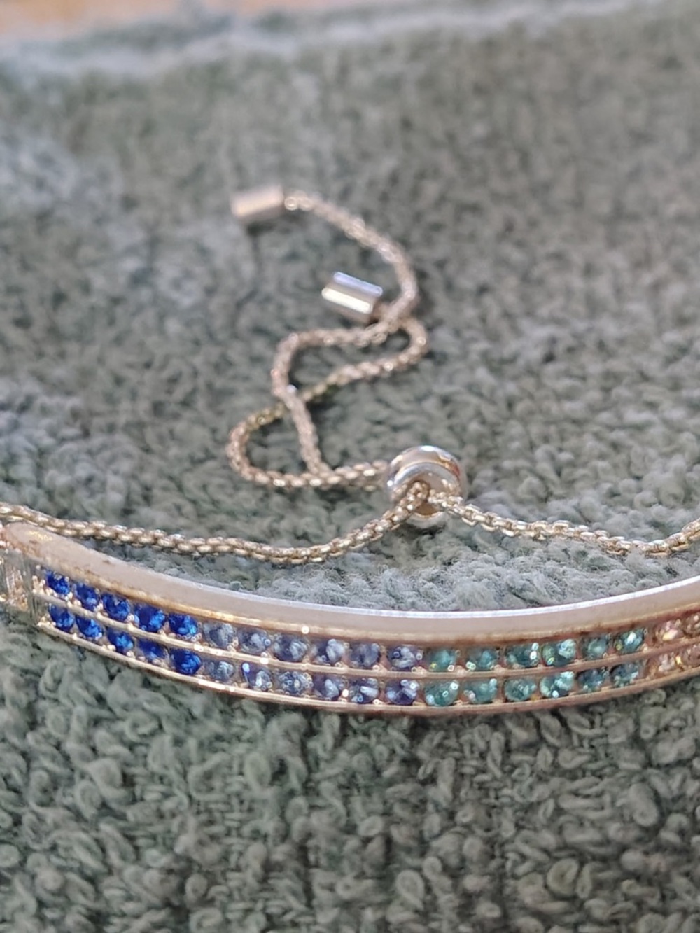 Sterling Silver Blue Gradient CZ Slider Bracelet